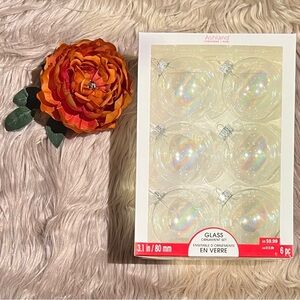 ASHLAND Clear Glass Ornaments Spheres- 6ct